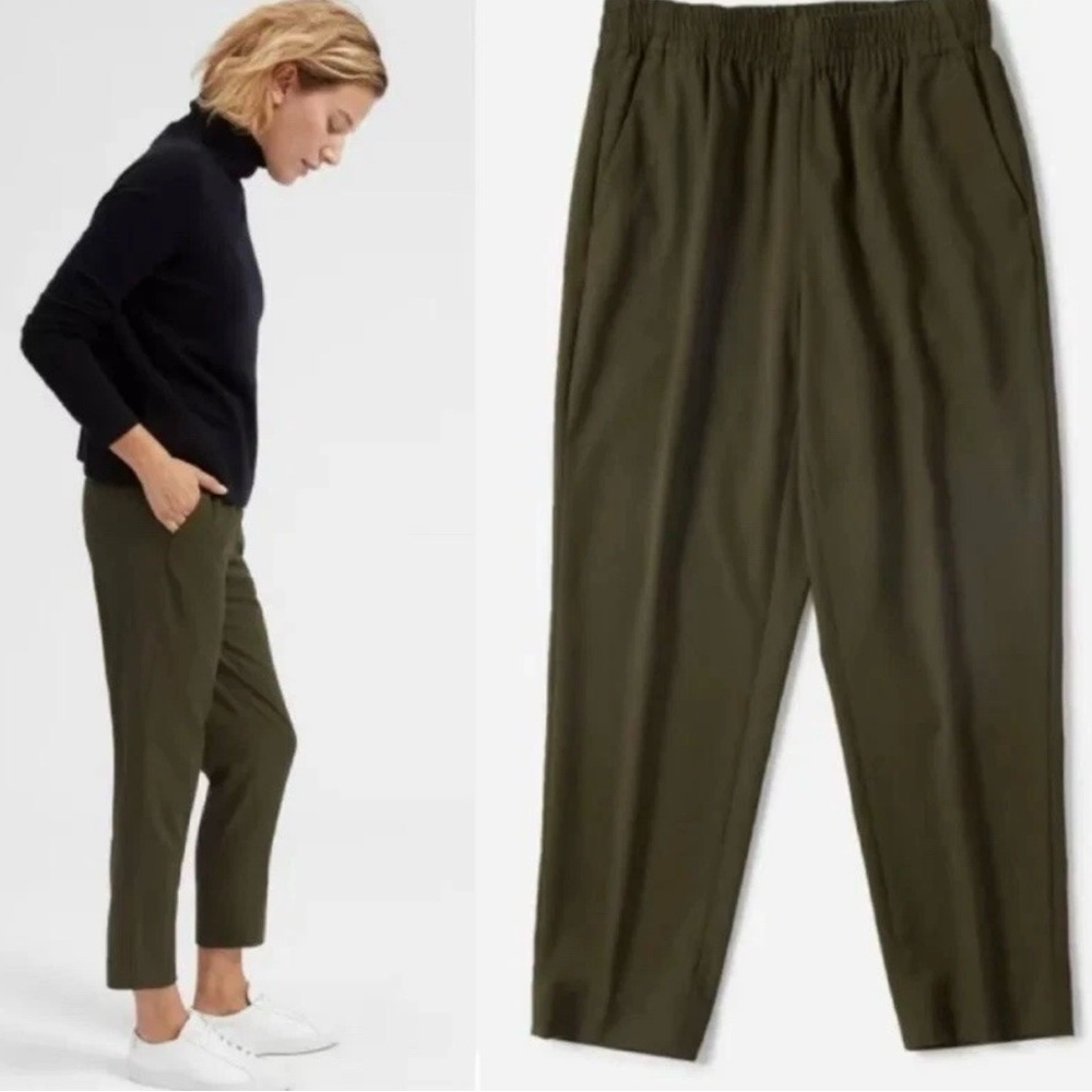Everlane Italian GoWeave Easy Pant Wool Olive Green EUC cropped size 4